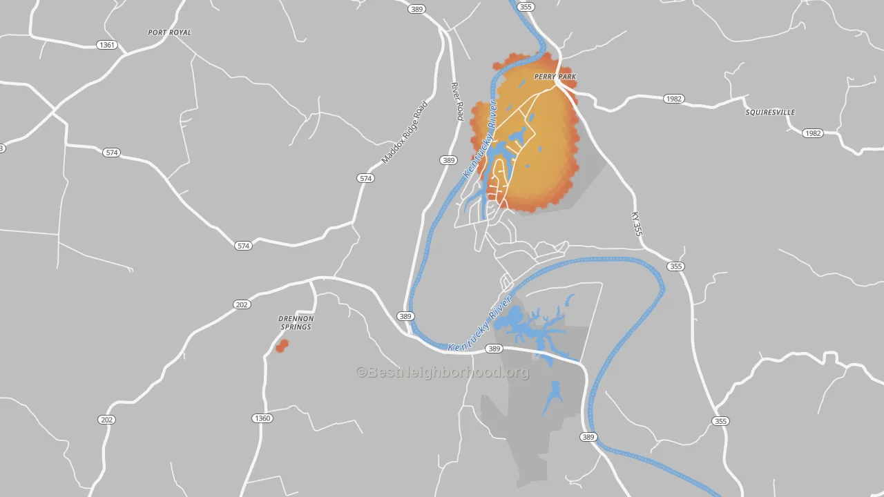 Bike Grade map of Perry Park, KY