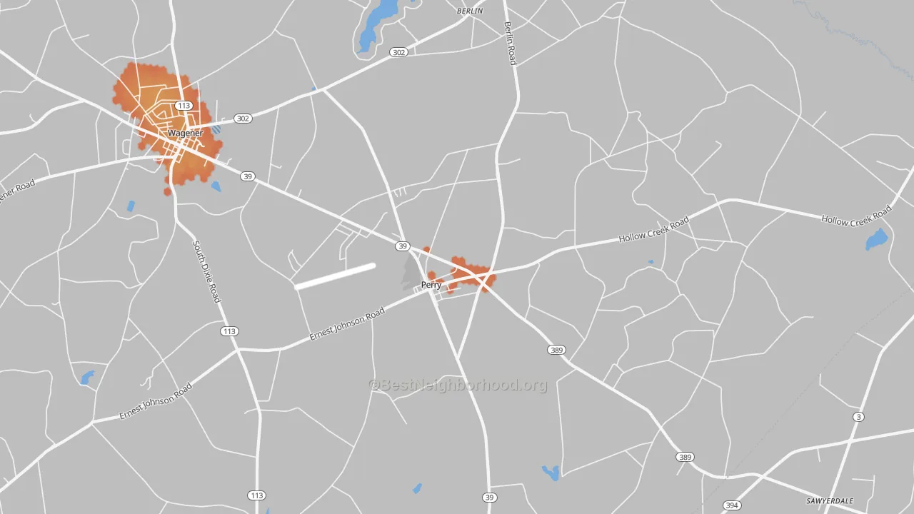 Bike Grade map of Perry, SC