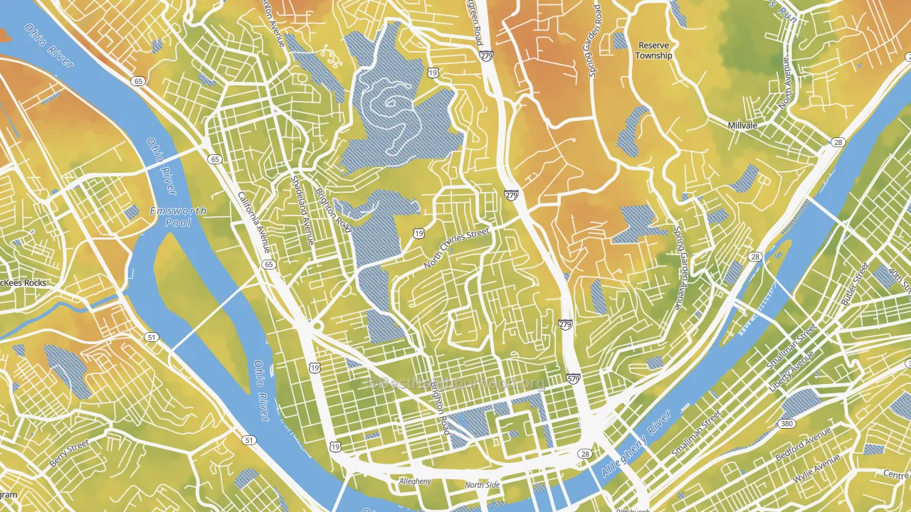 Bike Grade map of Perry South, Pittsburgh, PA