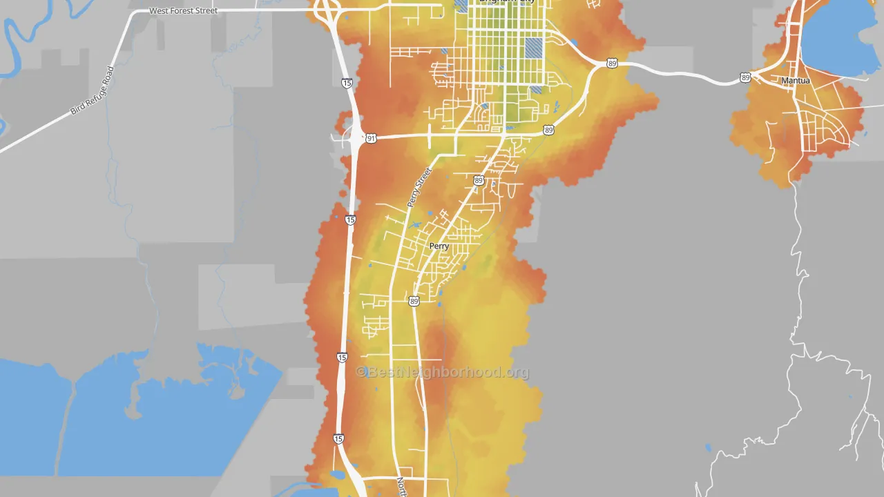 Bike Grade map of Perry, UT