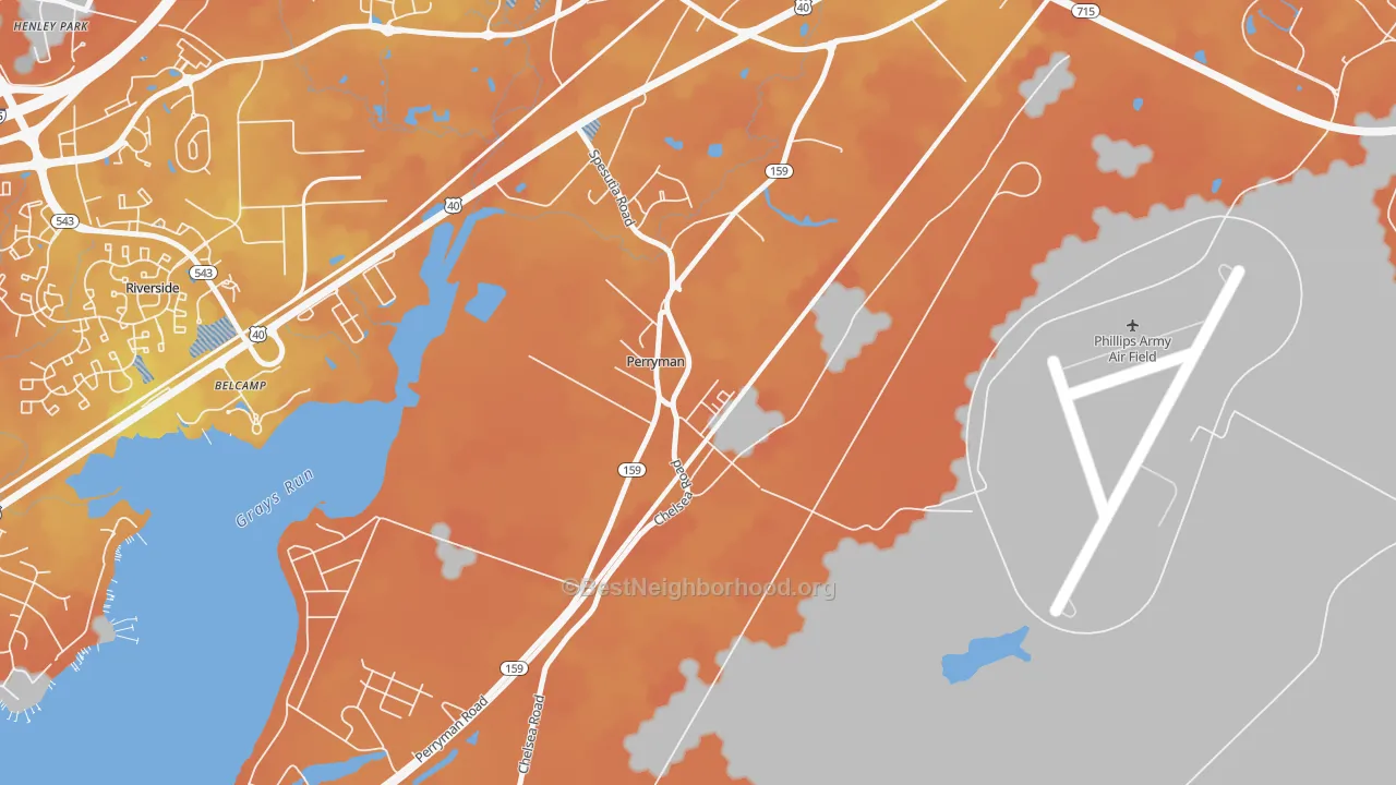 Bike Grade map of Perryman, MD