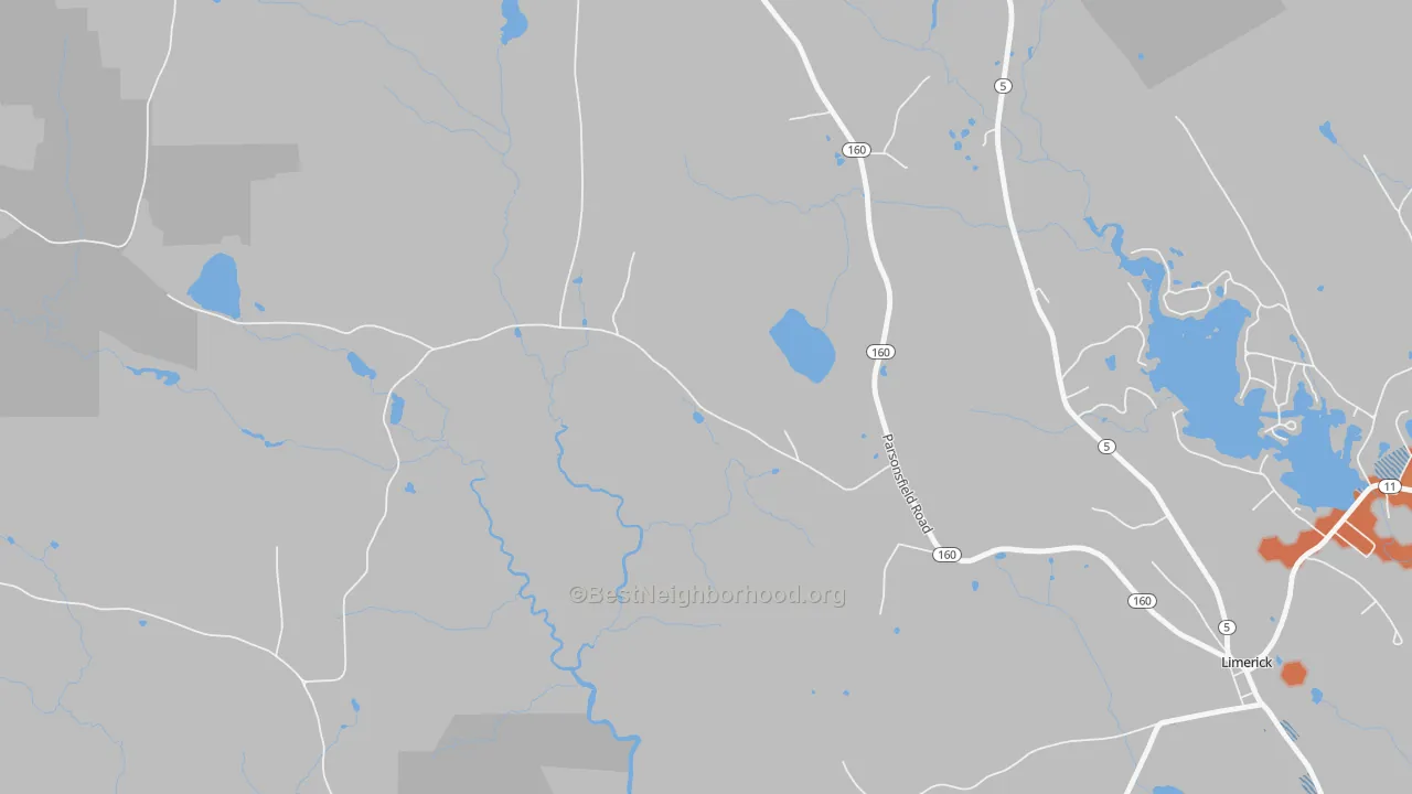 Bike Grade map of Perrys Corner, ME