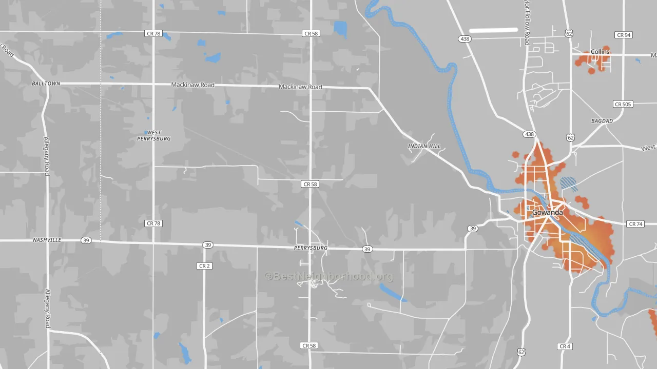 Bike Grade map of Perrysburg, NY