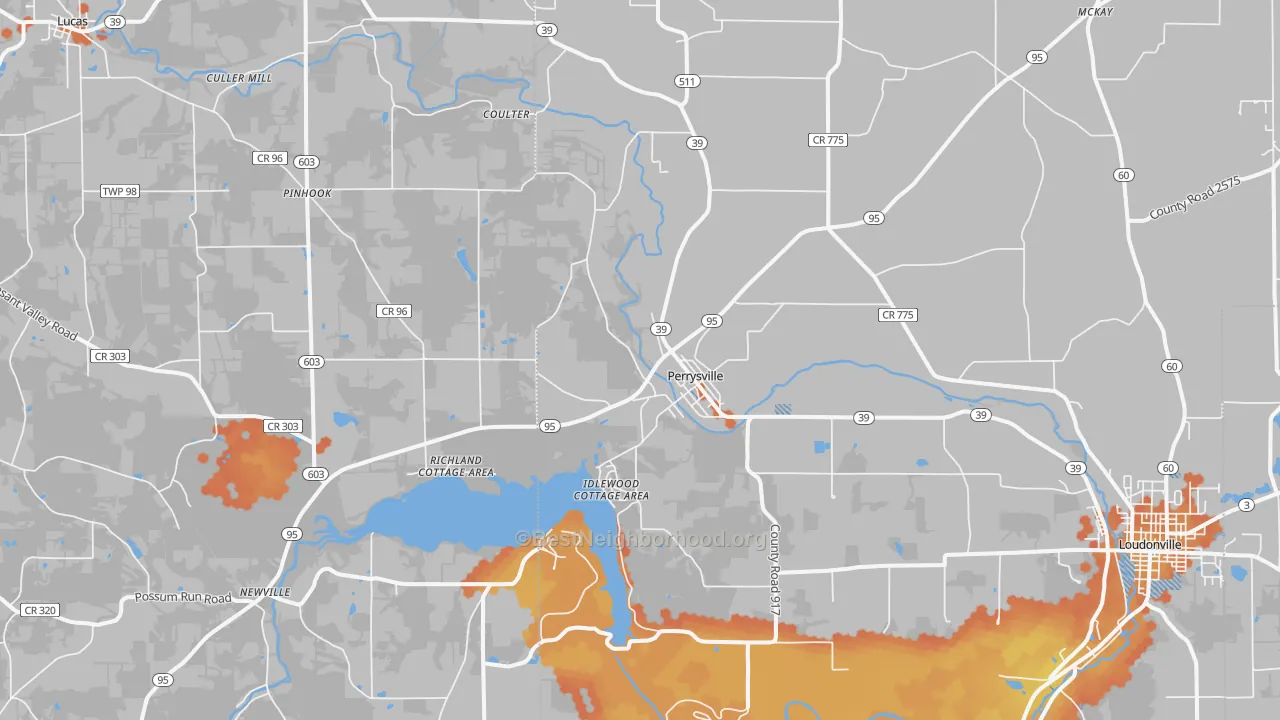 Bike Grade map of Perrysville, OH