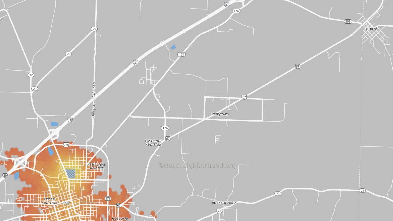 Bike Grade map of Perrytown, AR