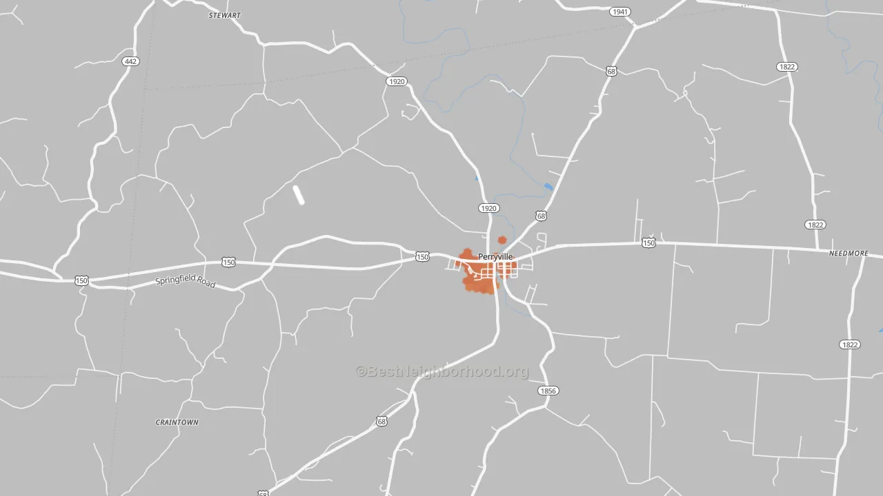 Bike Grade map of Perryville, KY
