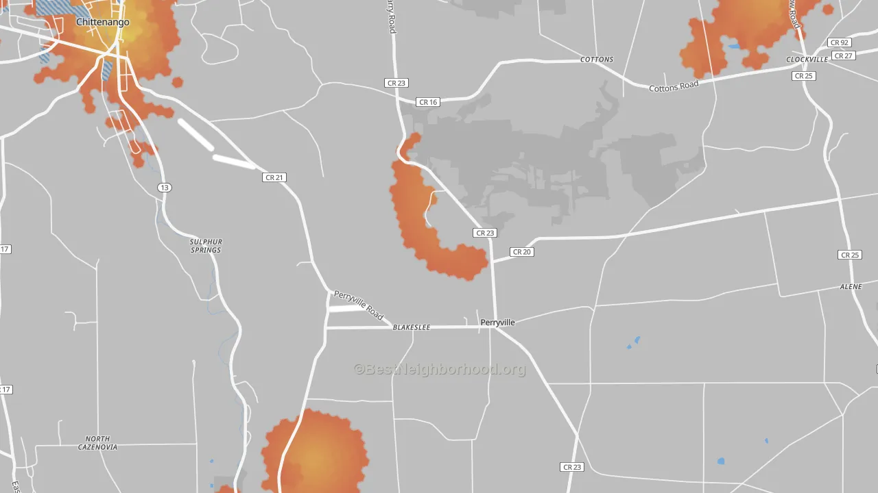 Bike Grade map of Perryville, NY