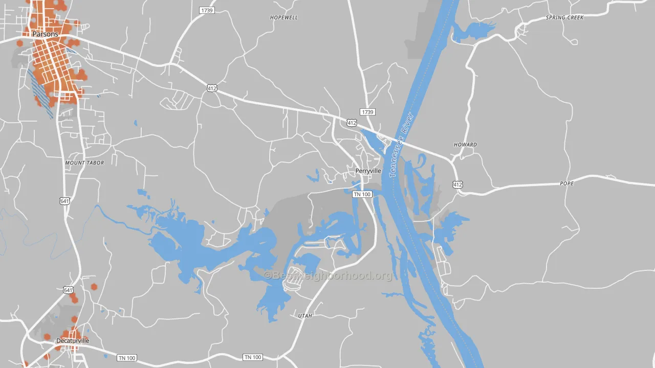 Bike Grade map of Perryville, TN