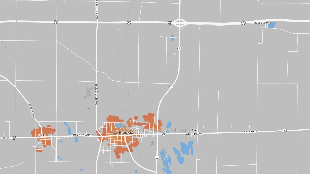 Bike Grade map of Pershing, IN