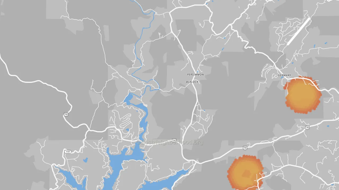 Bike Grade map of Persimmon, GA