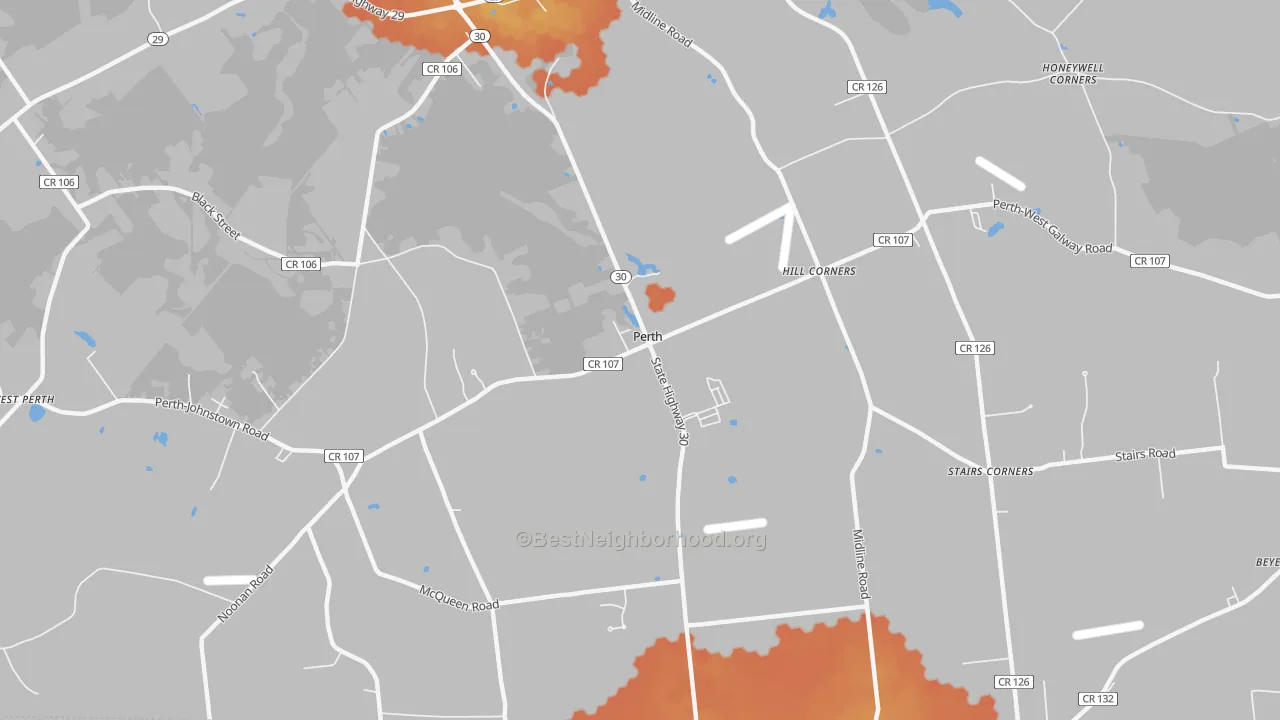 Bike Grade map of Perth, NY