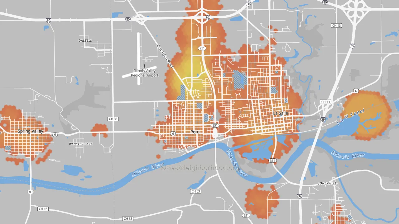 Bike Grade map of Peru, IL