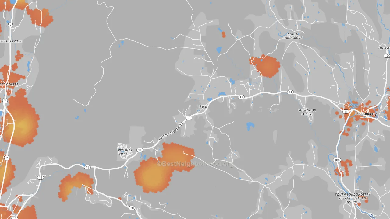 Bike Grade map of Peru, VT