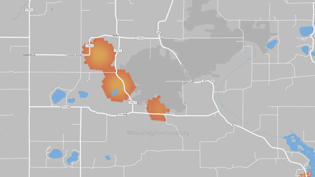 Bike Grade map of Peru, WI