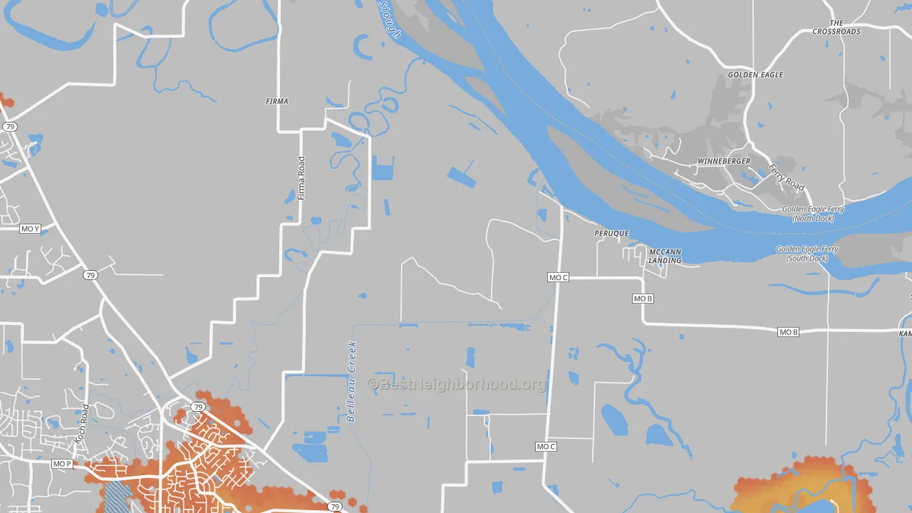Bike Grade map of Peruque, MO