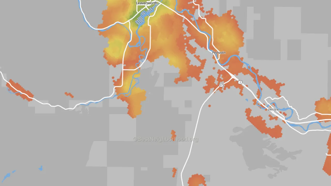 Bike Grade map of Peshastin, WA