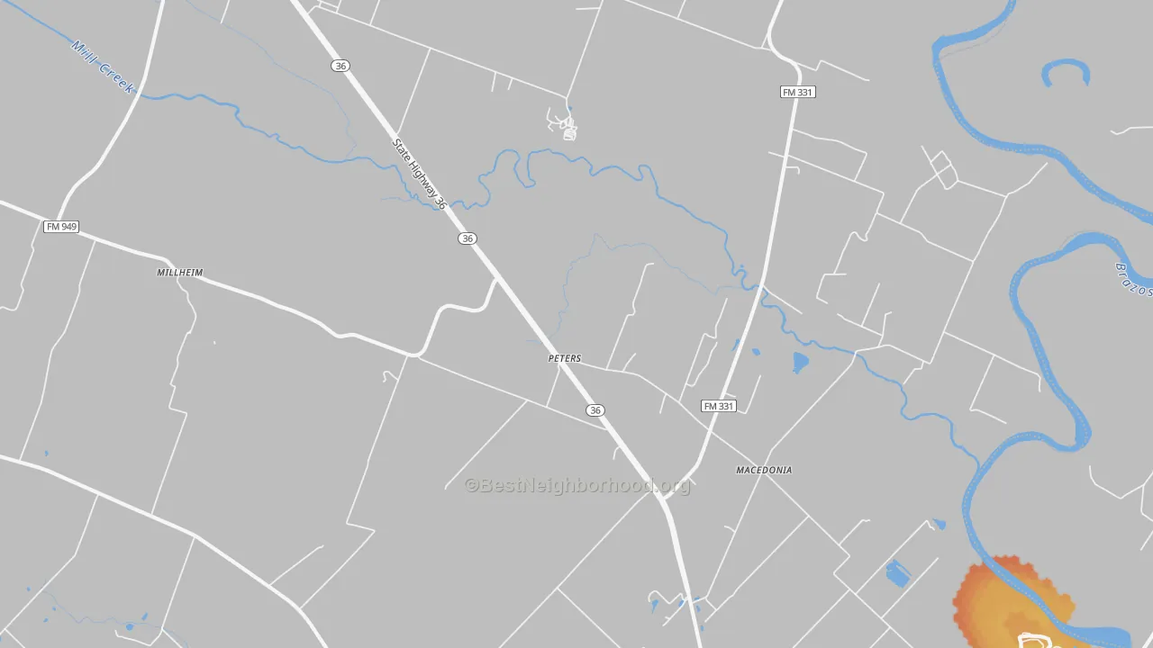 Bike Grade map of Peters, TX