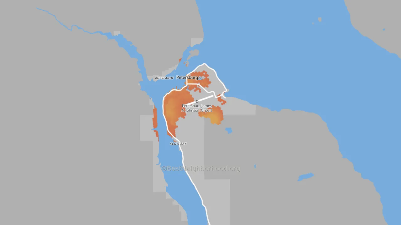 Bike Grade map of Petersburg Census Area, AK