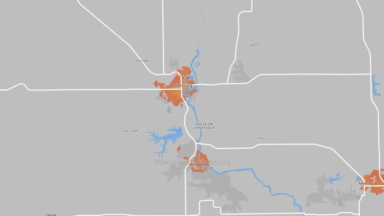Bike Grade map of Petersburg, IL