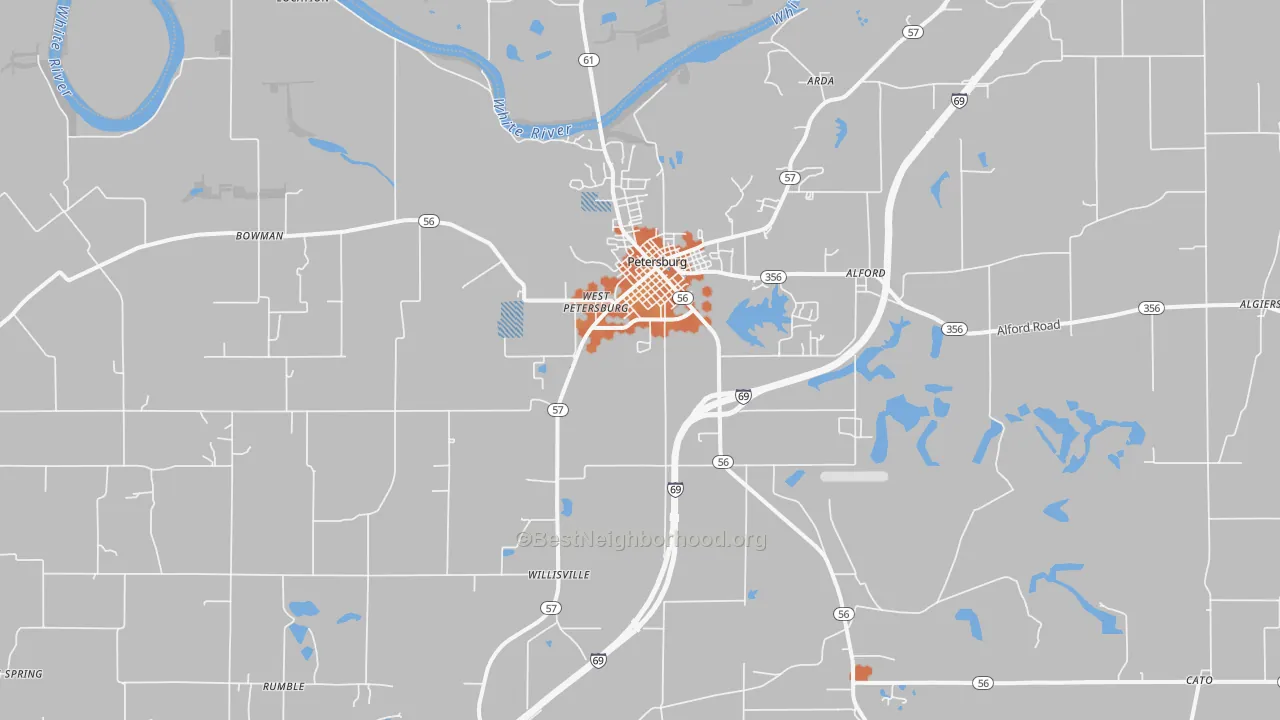 Bike Grade map of Petersburg, IN
