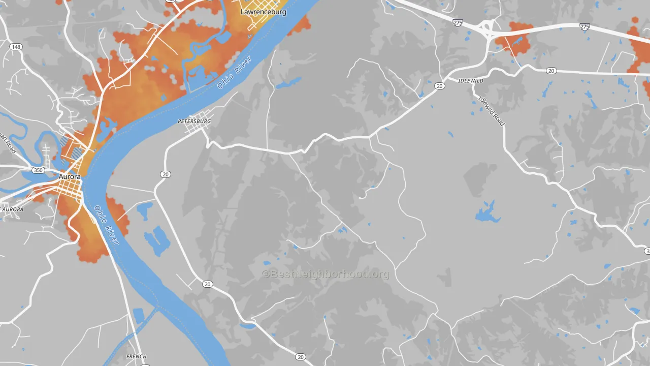 Bike Grade map of Petersburg, KY