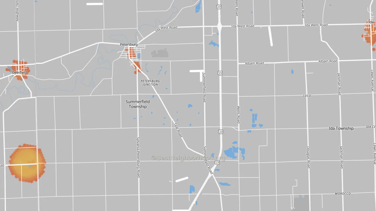 Bike Grade map of Petersburg, MI