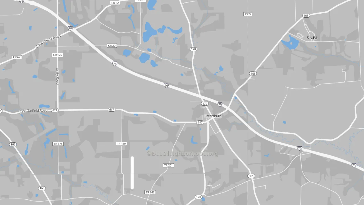 Bike Grade map of Petersburg, OH