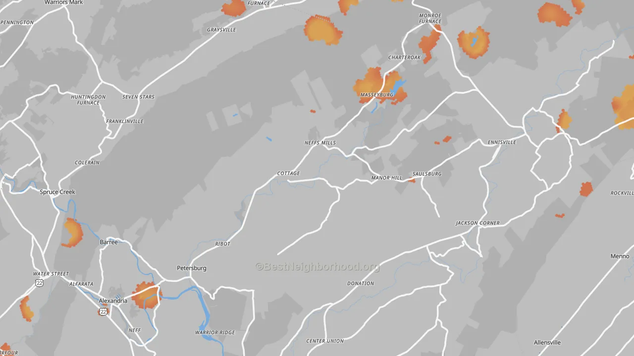 Bike Grade map of Petersburg, PA