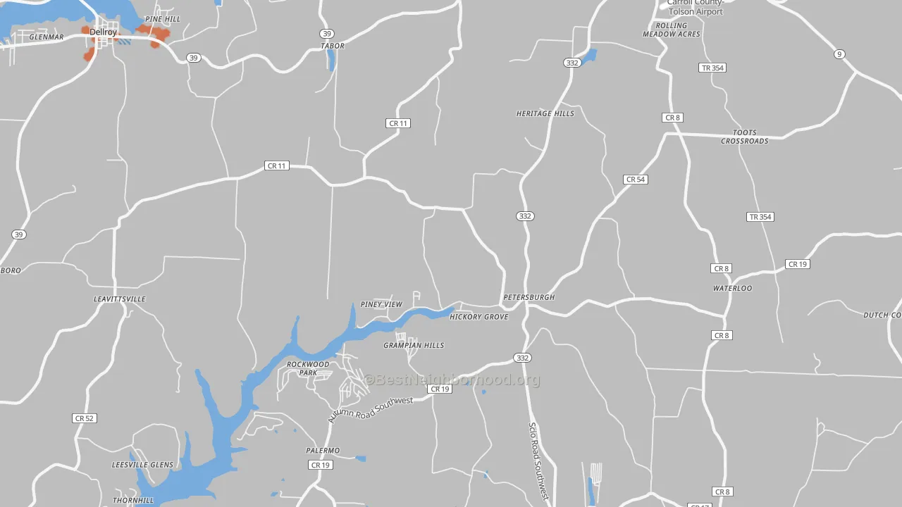 Bike Grade map of Petersburgh, OH
