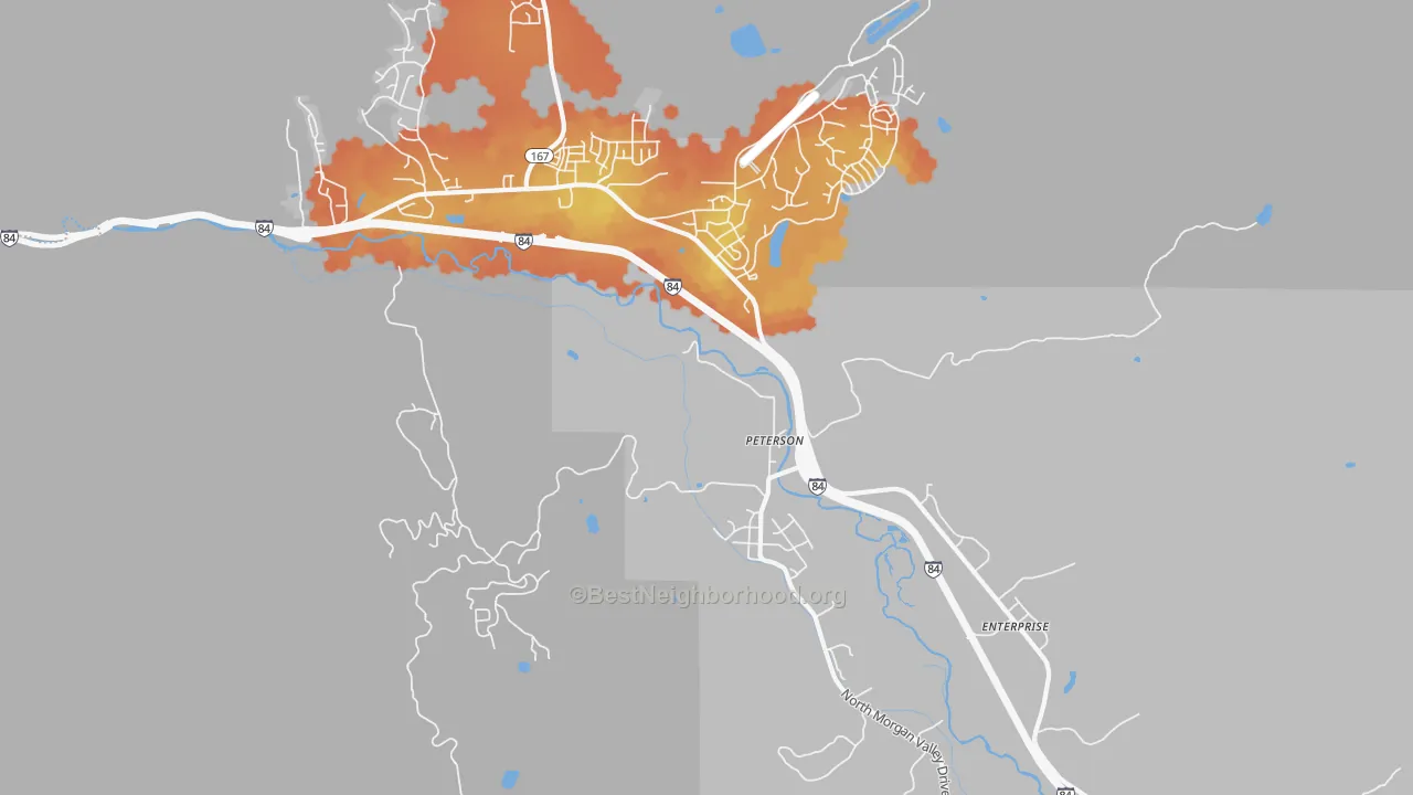 Bike Grade map of Peterson, UT