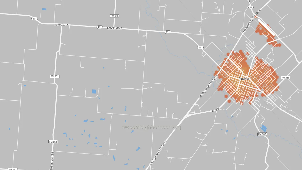 Bike Grade map of Petersville, TX