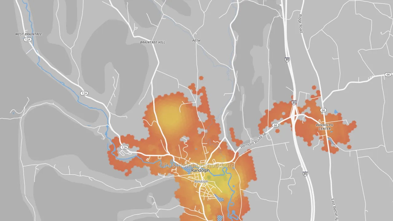 Bike Grade map of Peth, VT