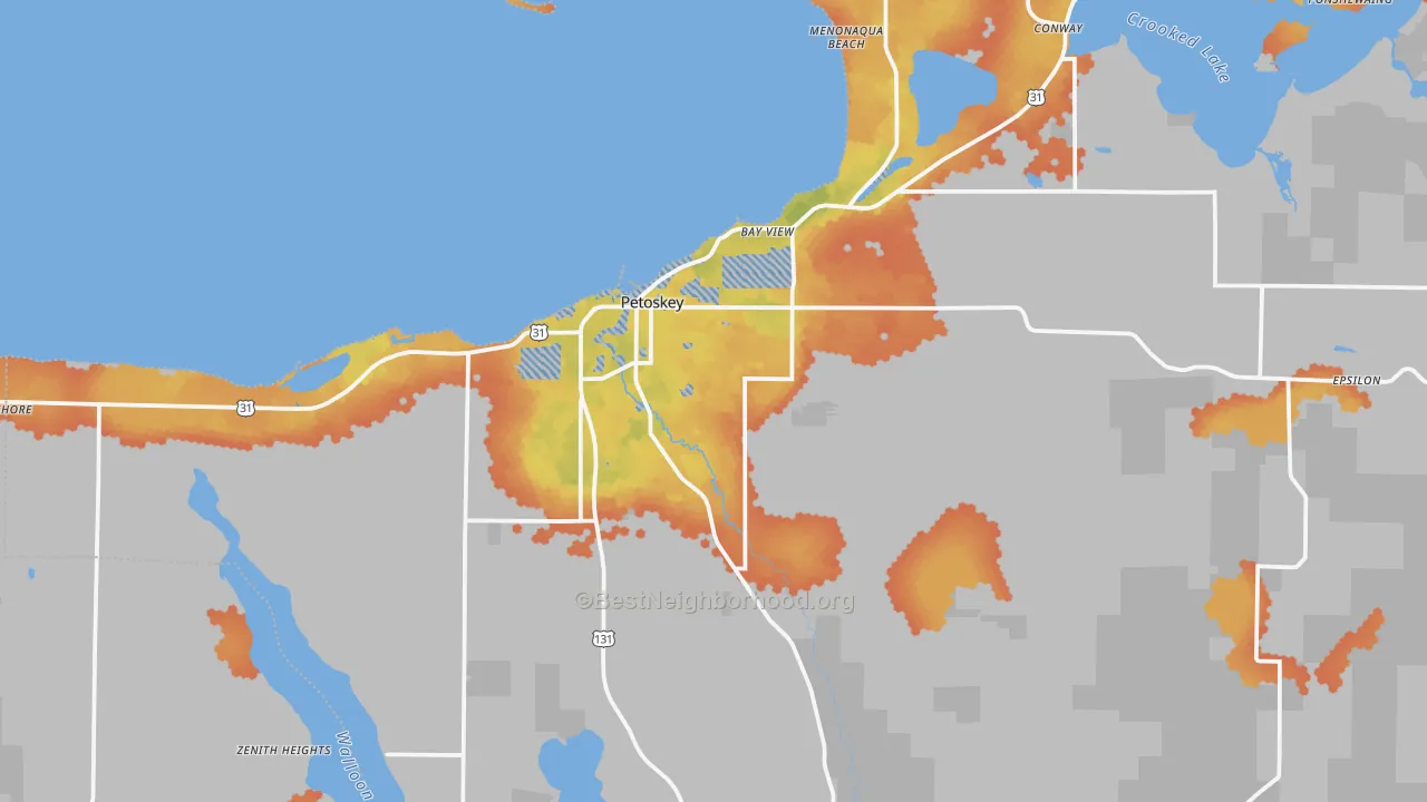 Bike Grade map of Petoskey, MI