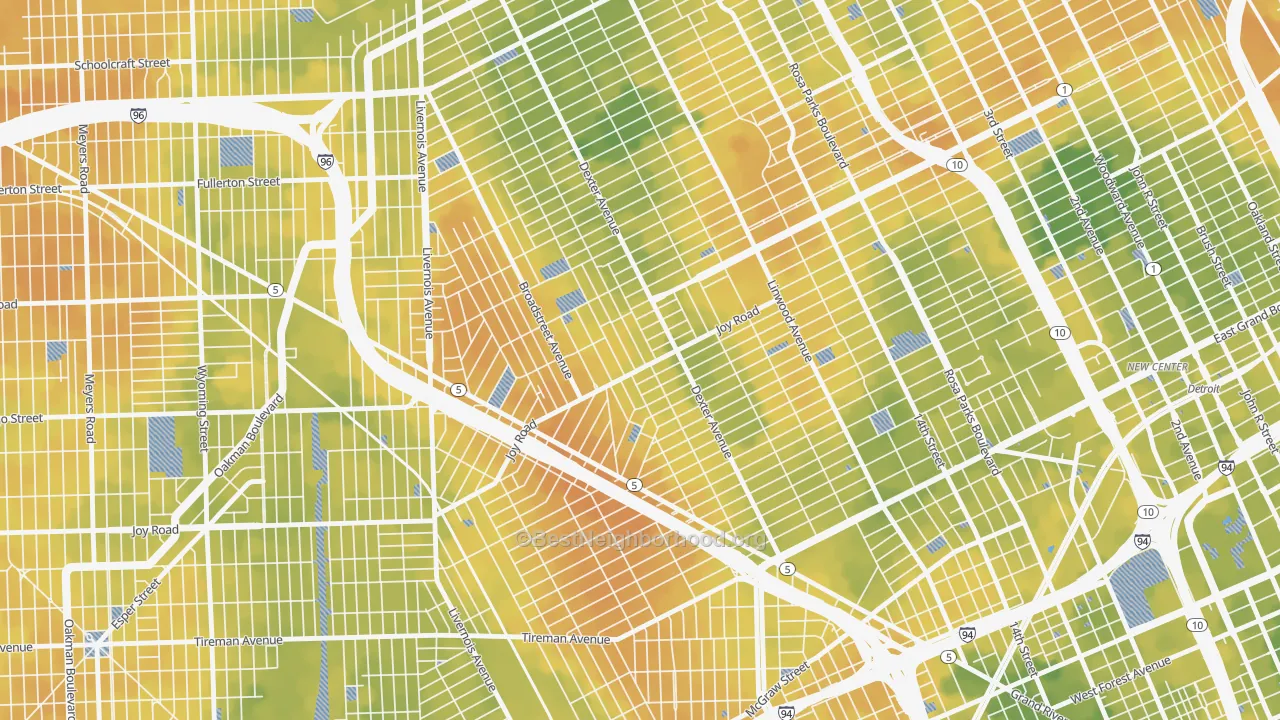 Bike Grade map of Petosky-Otsego, Detroit, MI