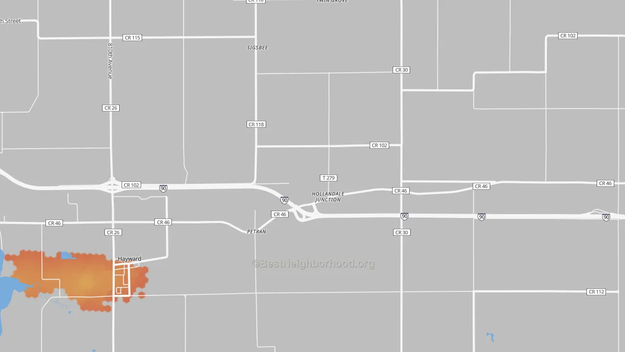 Bike Grade map of Petran, MN