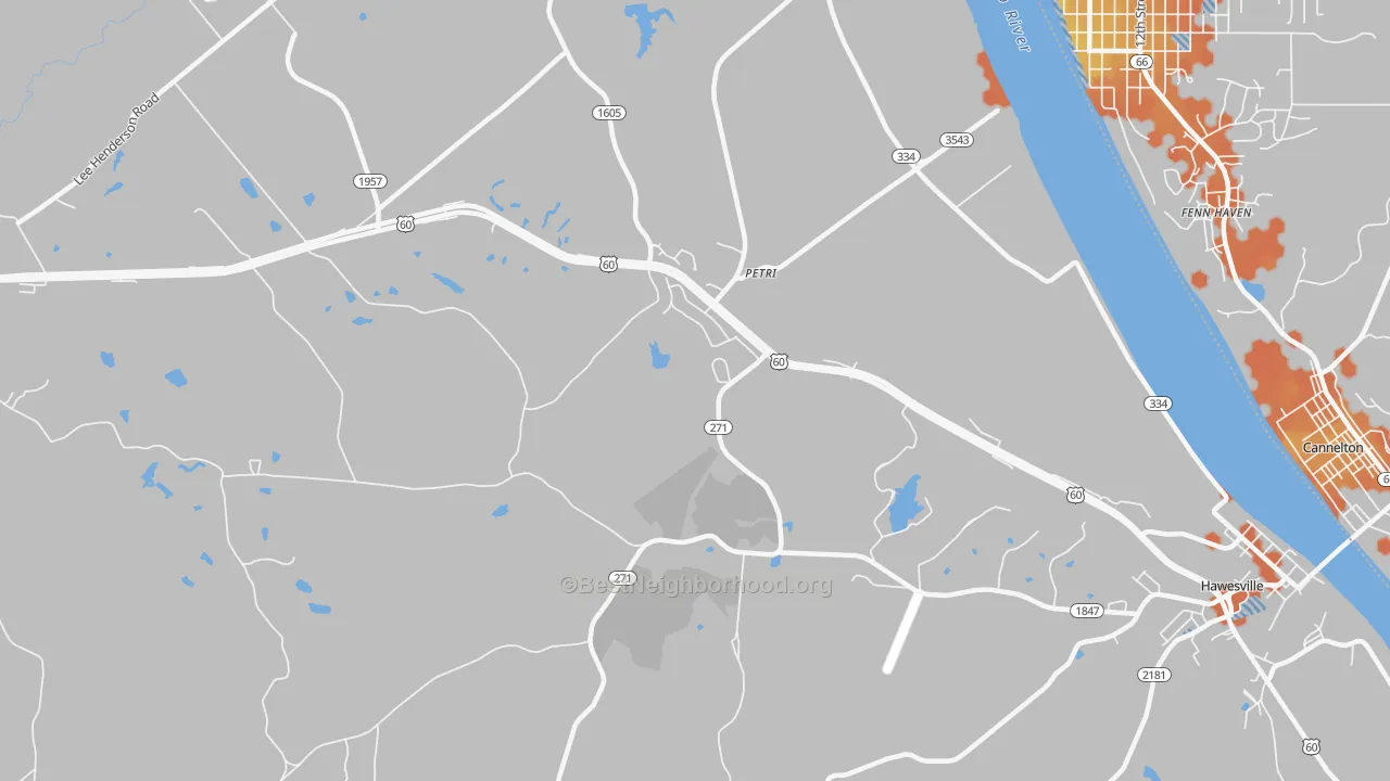 Bike Grade map of Petri, KY