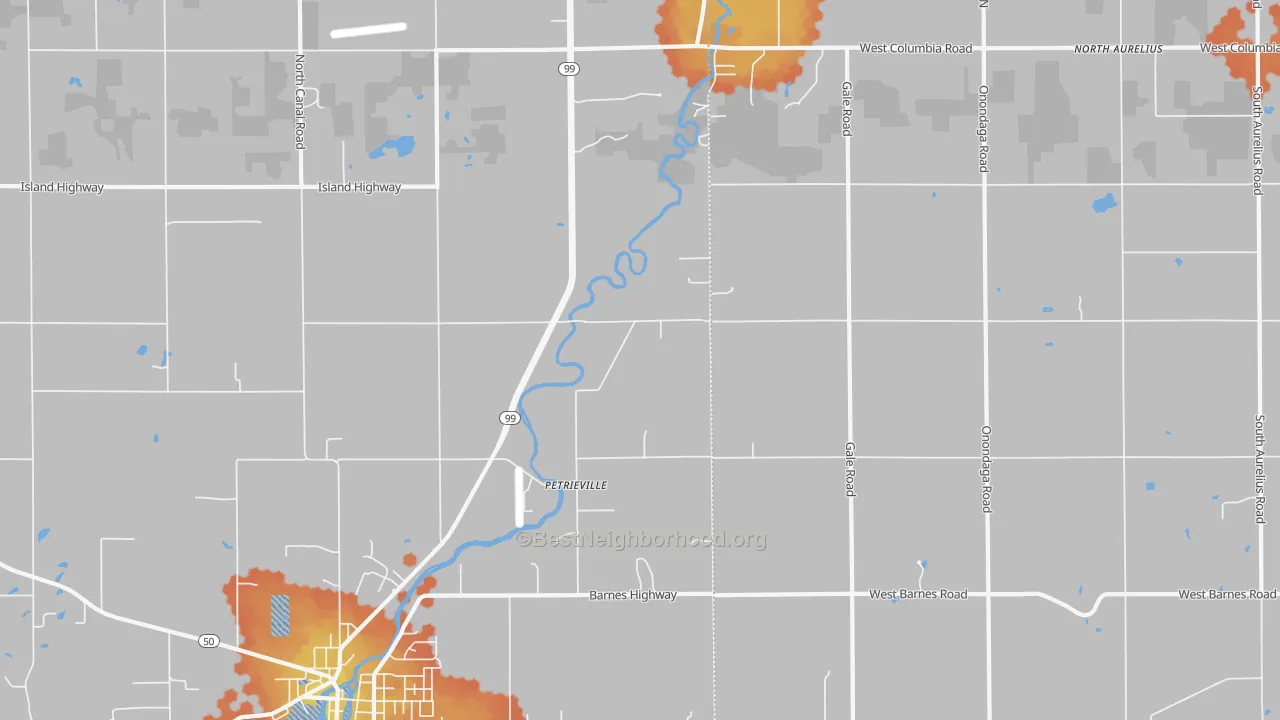 Bike Grade map of Petrieville, MI