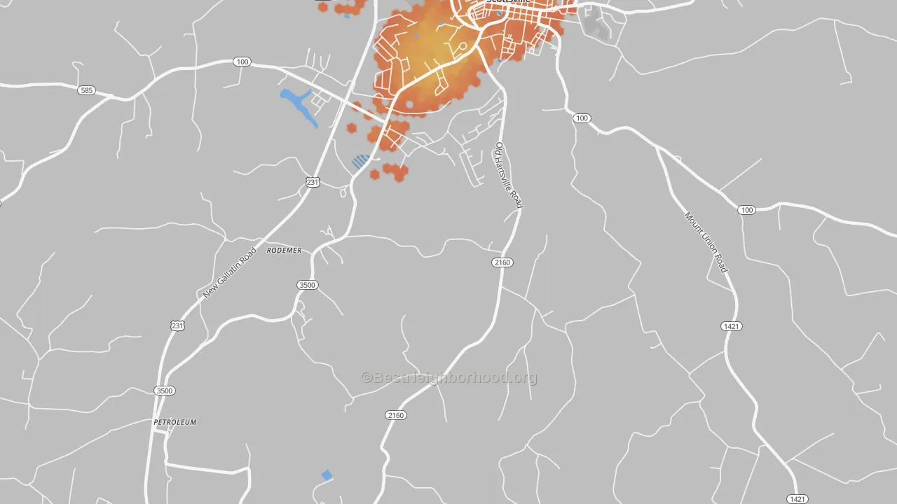 Bike Grade map of Petroleum, KY