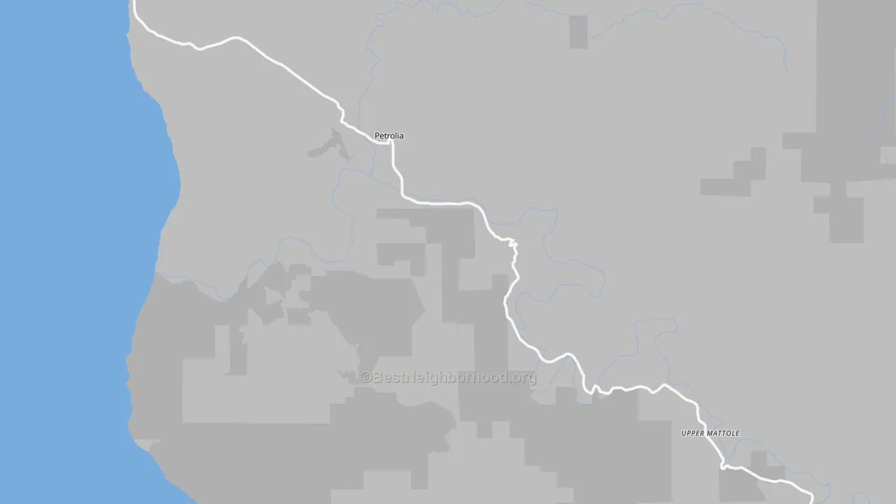 Bike Grade map of Petrolia, CA