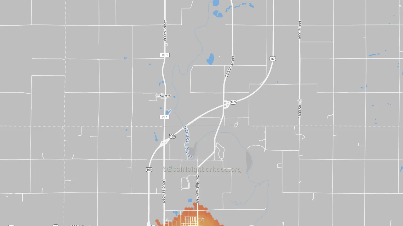 Bike Grade map of Petrolia, KS