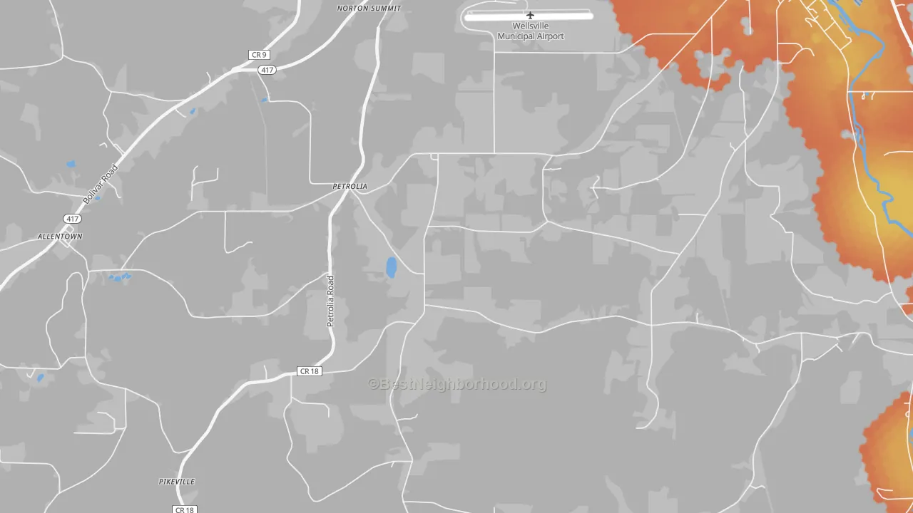 Bike Grade map of Petrolia, NY