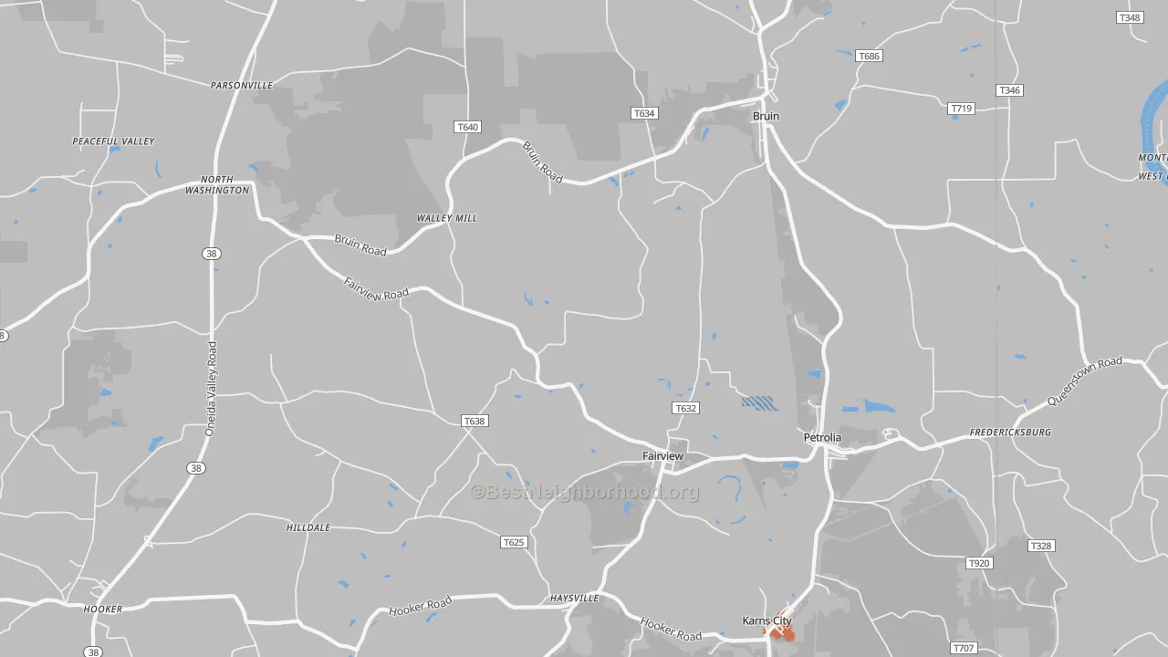 Bike Grade map of Petrolia, PA