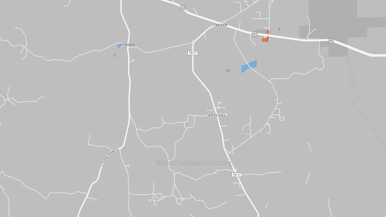 Bike Grade map of Petronia, AL