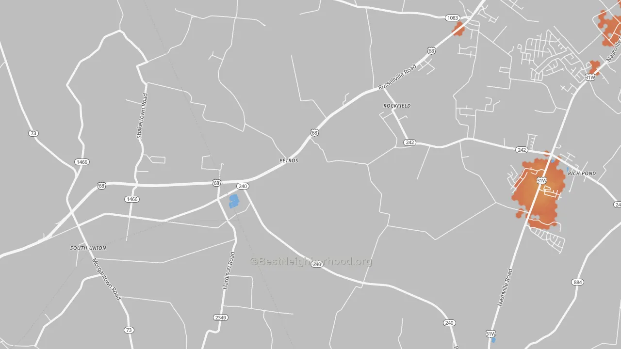 Bike Grade map of Petros, KY