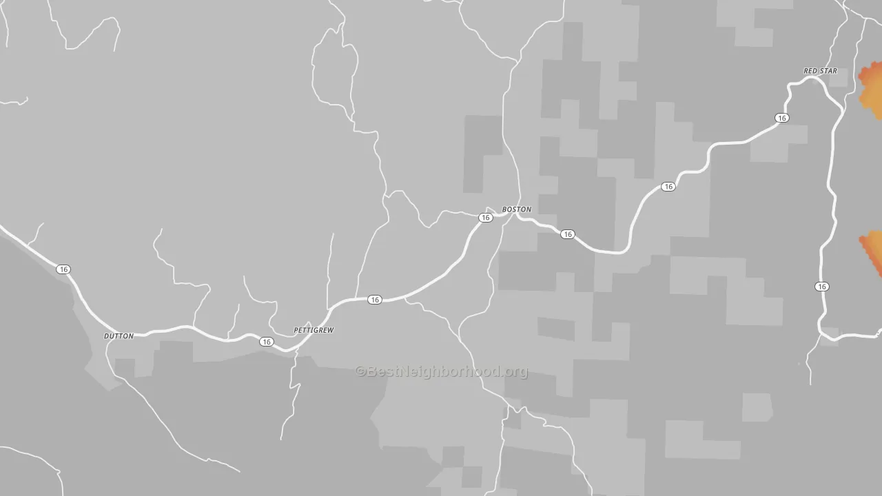 Bike Grade map of Pettigrew, AR