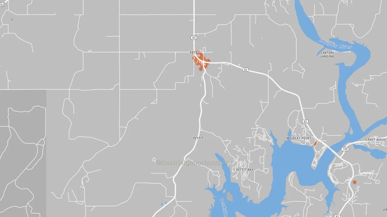 Bike Grade map of Pettit, OK
