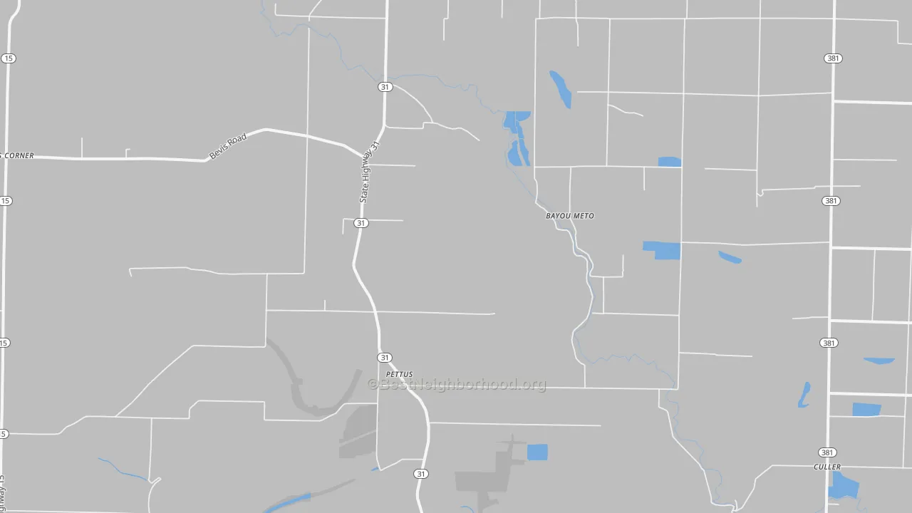 Bike Grade map of Pettus, AR