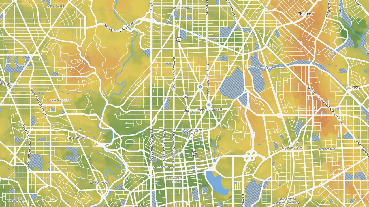 Bike Grade map of Petworth, Washington, DC