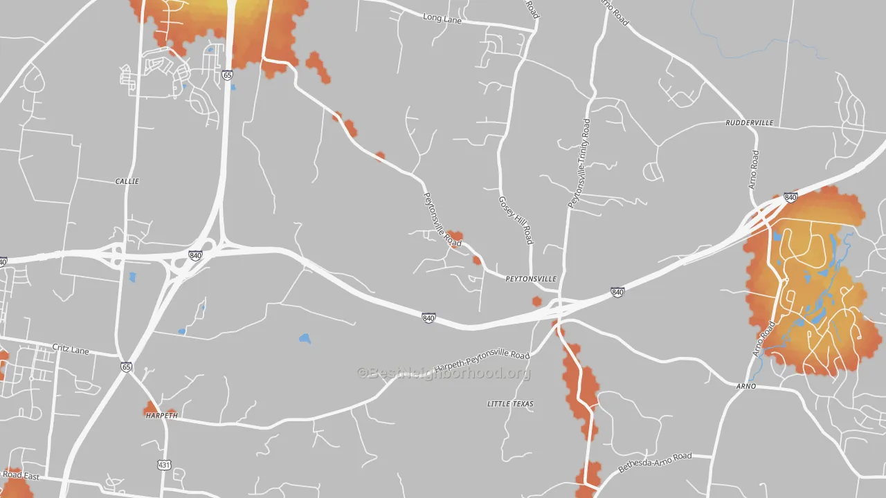 Bike Grade map of Peytonsville, TN