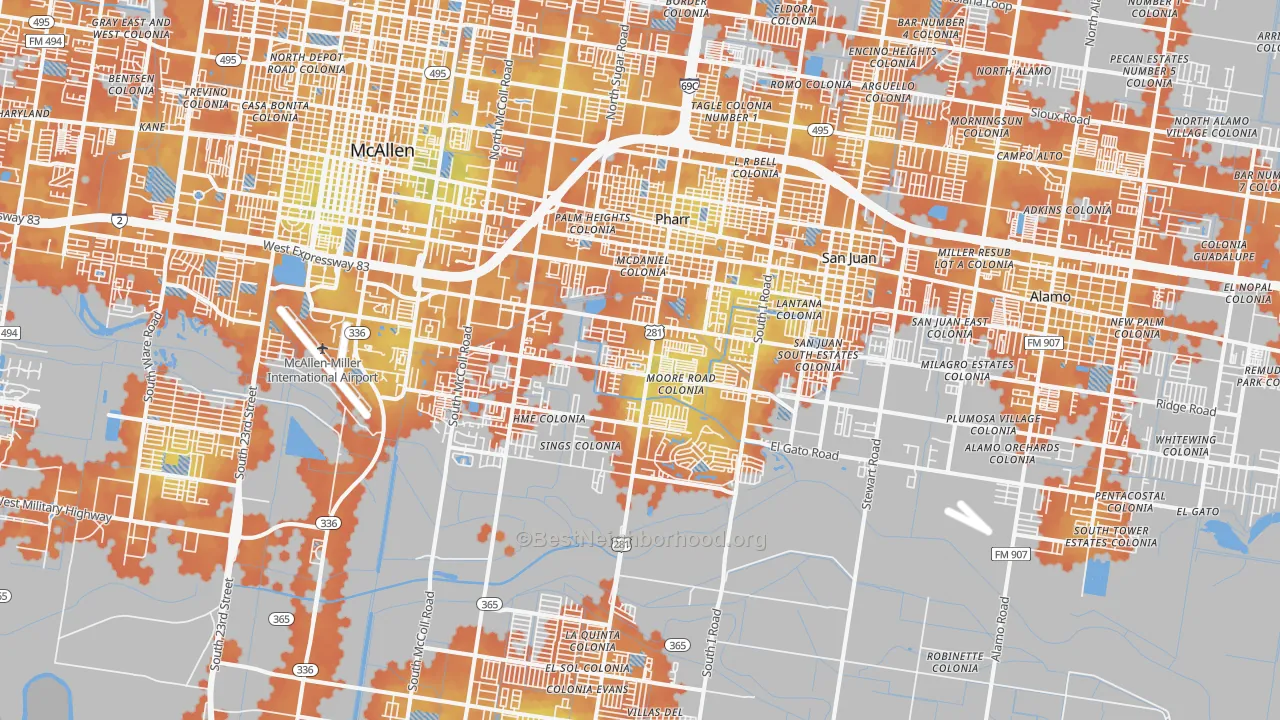 Bike Grade map of Pharr, TX